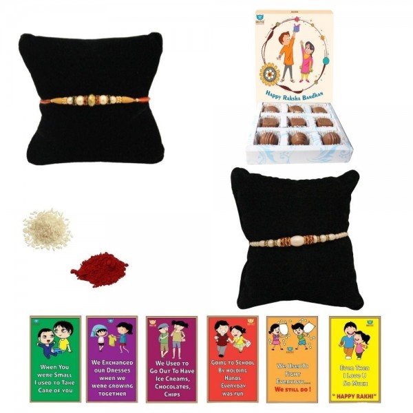 BOGATCHI 9 Chocolate Box 2 Rakhi Roli Chawal and Story Card B | Rakhi gifts | Rakhi with Gift Combo 